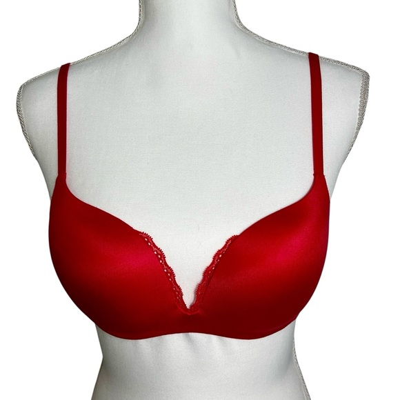 2014 Victoria's Secret Plunge Bold Red Bra Size 34B - Picture 2 of 8